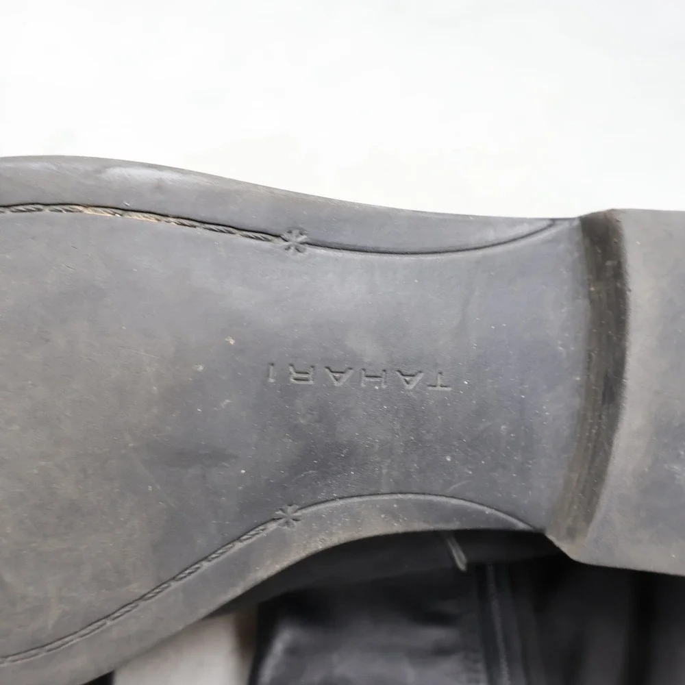 Tahari Women 8.5M Knee High Boots Black Leather Buckle Riding Classic‎ Winter